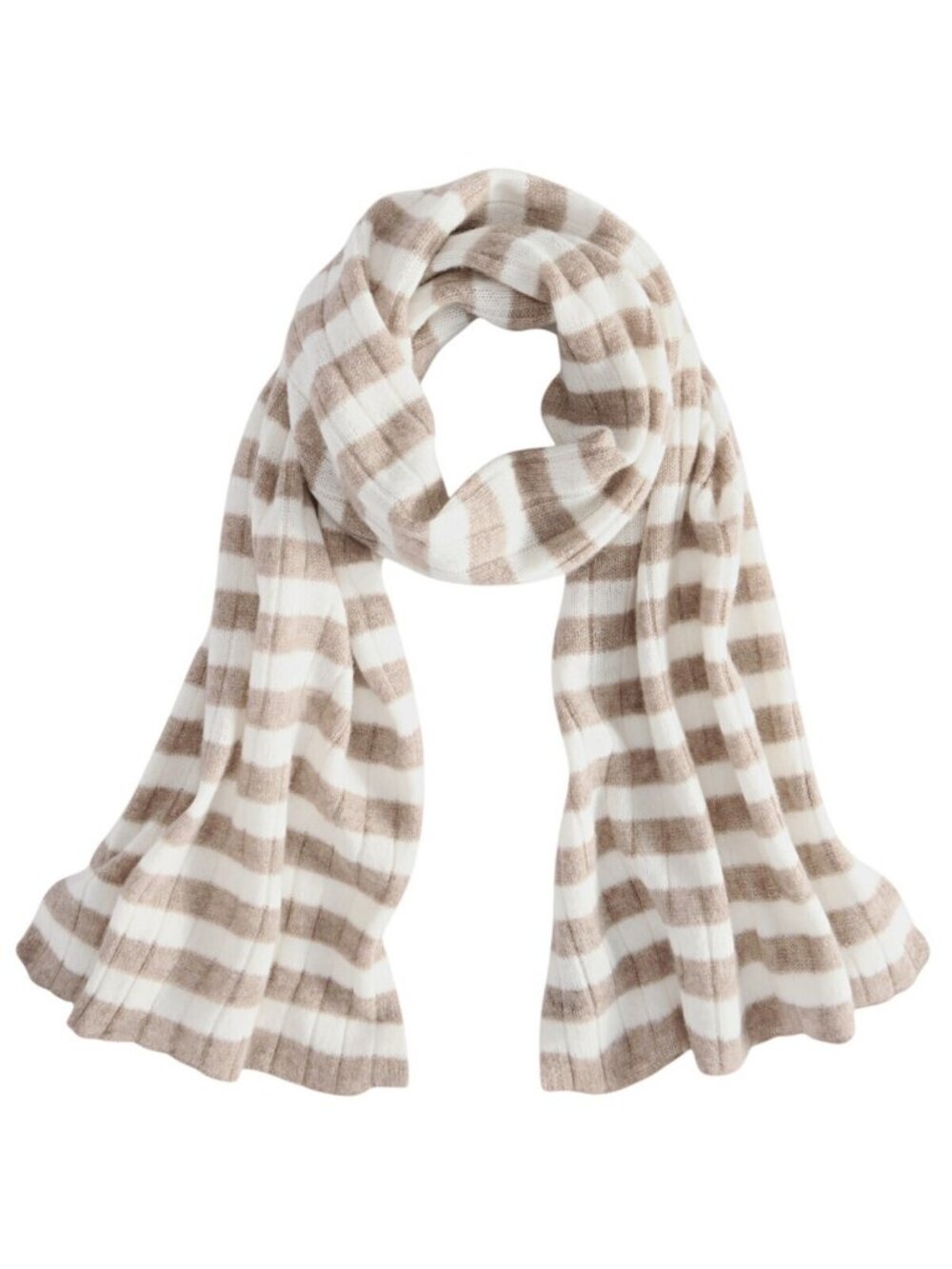 NWT Charter Club 100% Cashmere Striped Rectangle Scarf Brown Sugar Heather Combo
